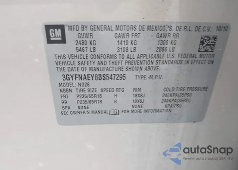 2011 Cadillac Srx Luxury Collection from USA, damaged, VIN 3GYFNAEY8BS547295